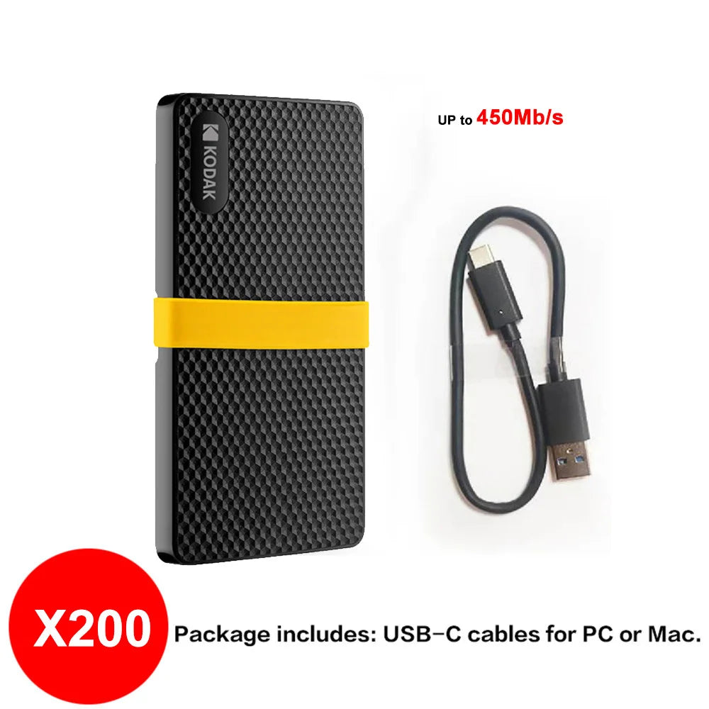 Kodak Portable SSD Type-C USB3.1 Mobile External Solid State Drive PSSD 256GB 512GB 1TB 2TB for Laptops Destops PS5 PS4 XBOX TV