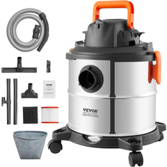 VEVOR Stainless Steel Wet Dry Shop Vacuum, 5.3 Gallon 6 Peak HP Wet/Dry Vac, Powerful Suction with Blower Function w/Attachment