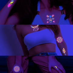 Fluorescent Sticker Luminous Temporary Tattoos Stickers UV Glow Fluorescent Bull Tattoo Waterproof For Body Art Decals