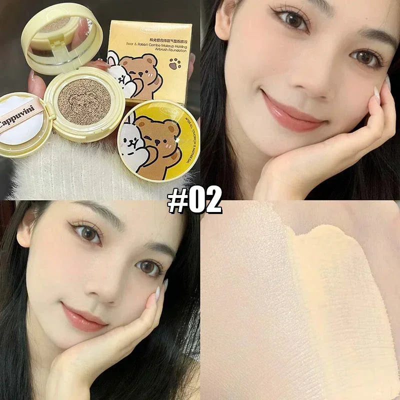 Air Cushion Foundation Naturally Lasting Face Concealer Moisturizing Waterproof Brighten Foundation Cream Base Makeup Cosmetics
