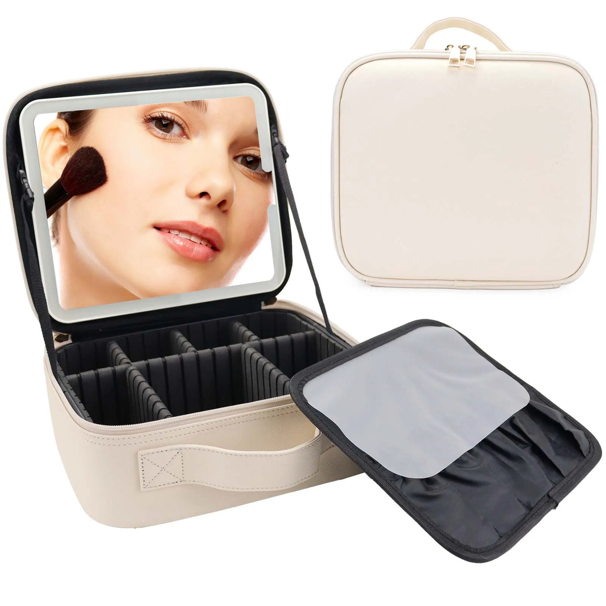 LED Cosmetic Case With Mirror Lights Cosmetic Bag Large Capacity Premium Feeling Cosmetic Bag Makeup Bag For Women
