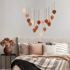 Boho Home Decoration, Macrame Tapestry Macrame Leaf Feather Wall Hanging Decor for Living Room Bedroom, Boho Wall Art Home Decor