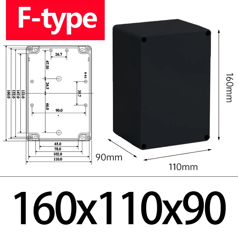ABS Waterproof Box Housing Electronic Safe Case Plastic Boxes Black Wire Junction Box Plastic Organizer IP67 Waterproof Enclosur