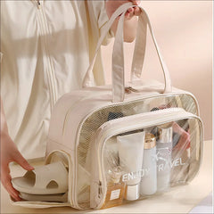 Waterproof Cosmetic Bag Portable Portable Cosmetic Storage Bag Large Capacity Pu Transparent Wash Bag Travel Storage Bag