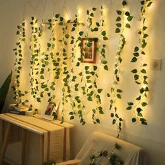 2M/5M/10M Green Leaf Ivy Garland String Lights Artificial Flower Leaf Vine For Wedding Home Hanging Decor Fake Plant Xmas Wreath
