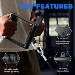 Double D Handle 360 Rotataing Cable Row Attachment for Cable Machine Soft Rubber Hanlde Gym Fitness LAT Pulldown Close Grip