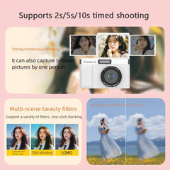 2.4' Screen 1080P HD Digital Camera Anti-Shake 8x Zoom Photography Video Camcorder Autofocus 180°Flip Screen