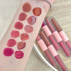 1PC Double Head Waterproof Lip Gloss Matte Velvet Lipgloss Long Lasting Lips Glaze Sexy Red Tint Liquid Lipstick Makeup