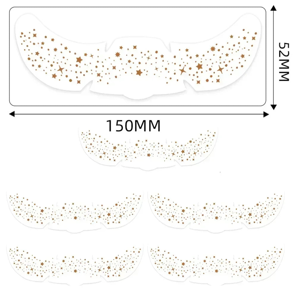 6pcs Hot Stamping Freckles Makeup Patches Metallic Radiation Golden Silver Fake Freckles Temporary Tattoo Stickers Face Makeup