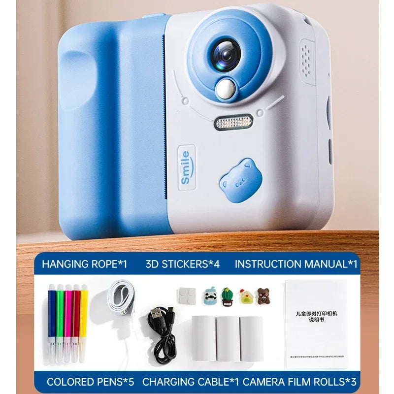 Mini Camera Toys Instant Printing Photography Portable Thermal Digital Kids Toy Girl Recorder 1080P Video Doodles Birthday Gifts