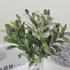Artificial Olive Green Leaves Tree Branches Christmas Fruit Artificial Plants Photo Props Home Wedding Decortion Silk Flowers