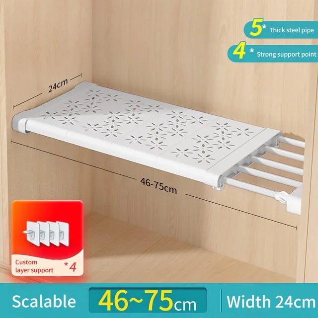 NEW Adjustable Closet Organizer Kitchen Storage Shelves Space Saving Wardrobe Wall Mounted Rack Home Appliance Cabinet Holder1pc