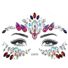 3D Face Jewels Sticker Temporary Tattoo Crystal Rhinestone Stickers Body Art Shiny Gem Tattoo Makeup Stickers Face Gems Sticker