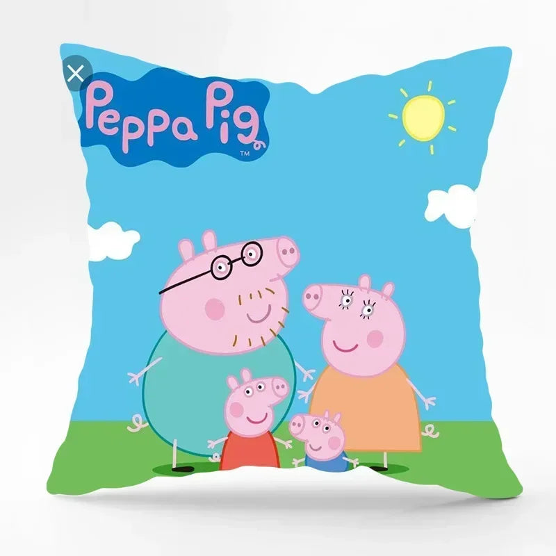 Peppa Pig Cartoon Page George Family Cute Print Home Sofa Throw Pillow Car Cushion Throw Pillow Cover 45x45cm Birthday Gift