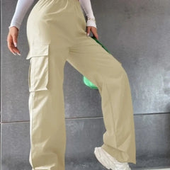 Fashion Women Baggy Joggers Pants Casual Communte Female Chic Straight Cargo Pant Elastic High Waist Elegant Oversized Trousers
