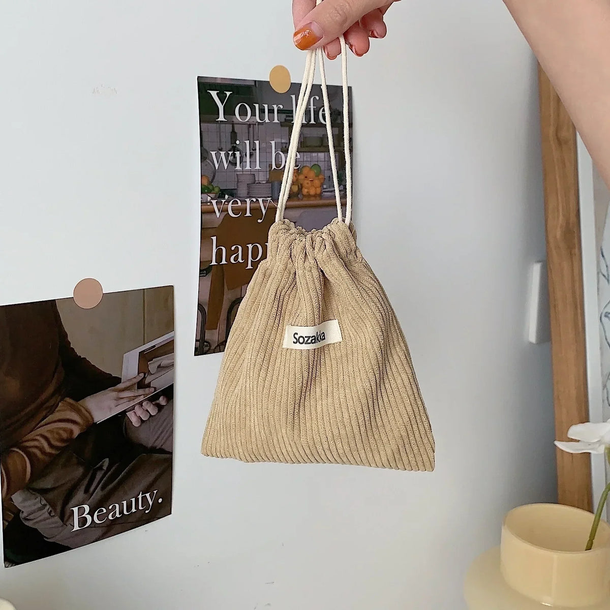 1pcs Solid Color Drawstring Cosmetic Bag Travel Cosmetic Lipstick Candy Organizer Pouch Christmas Gift Packaging Bag Storage Bag