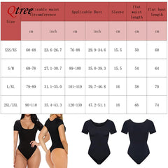 Qtree Plus Size Seamless Tummy Tucker Bodysuit Slimming Booty Lifting Shapewear for Women Short-Sleeved Waist Trainer Panties