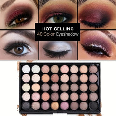 40 Colors Glitter Eyeshadow Palette with 5 Brushes Matte Waterproof Long Lasting Pressed Powder Cosmetics MakeUp Kit Cosmetics