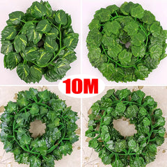 2-10M Artificial Ivy Leaves Garland Hanging Vine Fake Plants Outdoor Greenery Wall Decor Home Party Festival Garden Decor String
