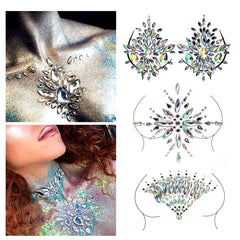 Women's Temporary Tattoos Fake Tattoo Stickers Chest Jewels Crystal Diamond Acrylic Rhinestone DIY Face Stickers Face Decoration