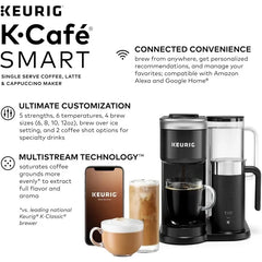 Keurig K-Cafe SMART Single Serve K-Cup Pod Coffee, Latte and Cappuccino Maker, Black