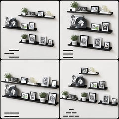 6 pieces wall hanging TV wall Mezzanine bedroom living room Solid wood partition wall Honor wall display stand black