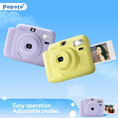 Popoto 3-Inch Instant Camera Uses Fuji Instax Mini 11 12 Film Macaron Point & Shoot Photography Vintage Photo Gift for Teens