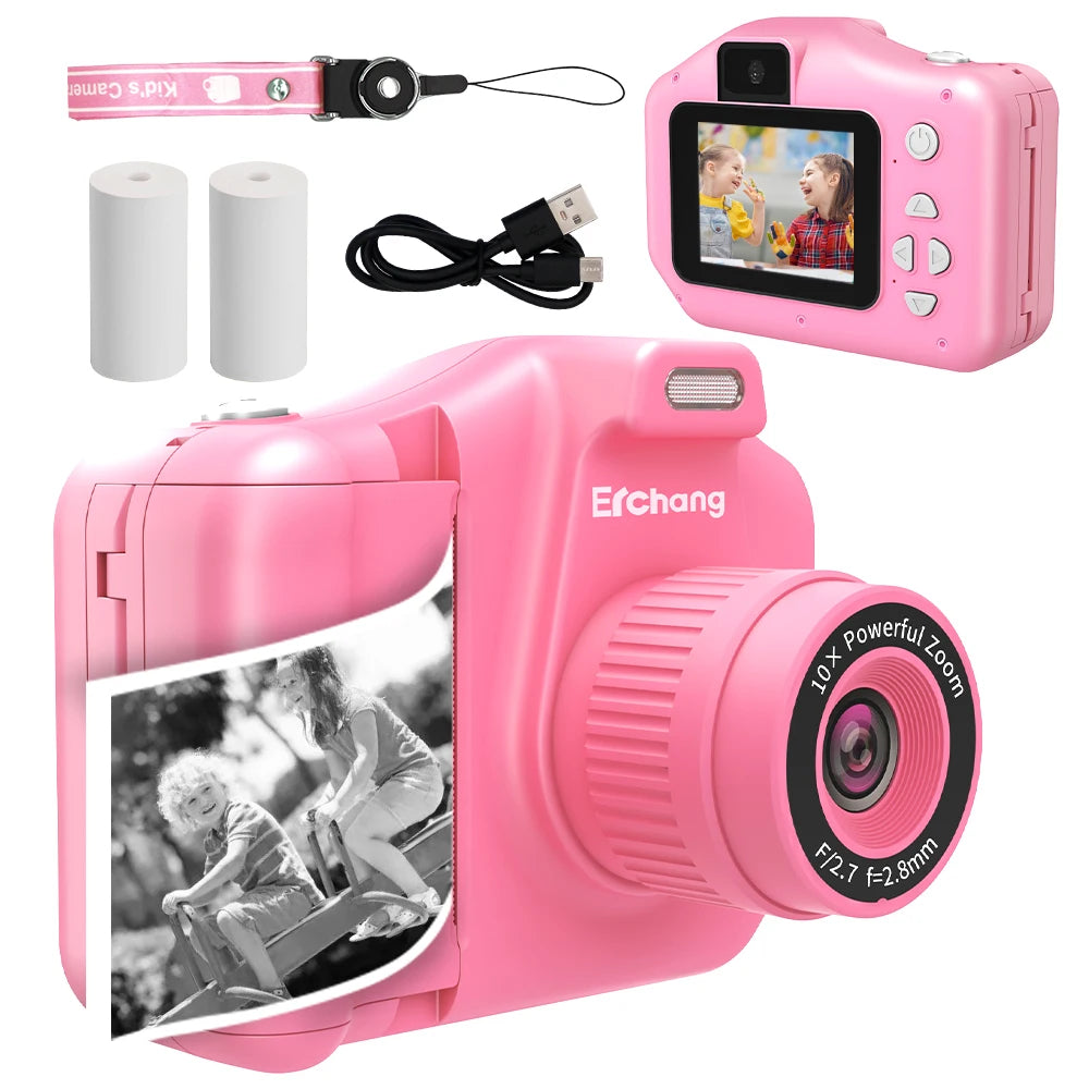 Selfie Children Instant Printing Camera 1080P Video HD Screen Child Camera Girls Boys Brithday Gift For 4-12 Years Kids