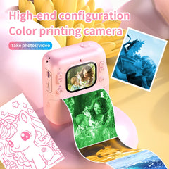 New Children's Thermal Printing Camera That Can Take Photos and Record Videos, Mini Portable Educational Toy for Students/Polaroid Camera, Instant Photo Printing, High-Definition Dual Camera, Baby Holiday Gift Mini Dslr/Inkle