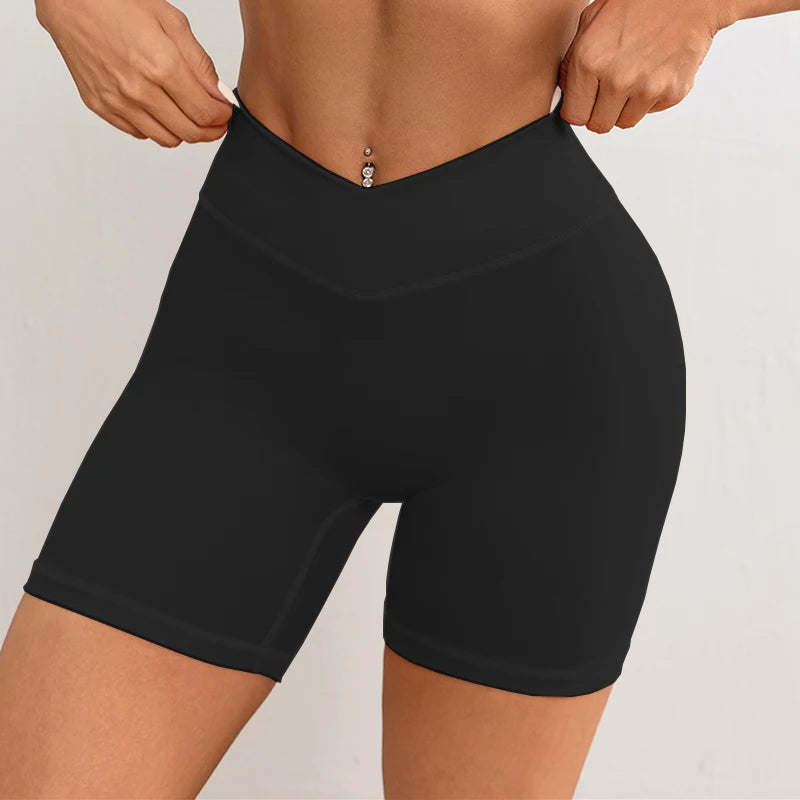V Cross Waist Yoga Shorts for Women Naked Feeling Workout Shorts 3.5 Running Fitness Sports Shorts