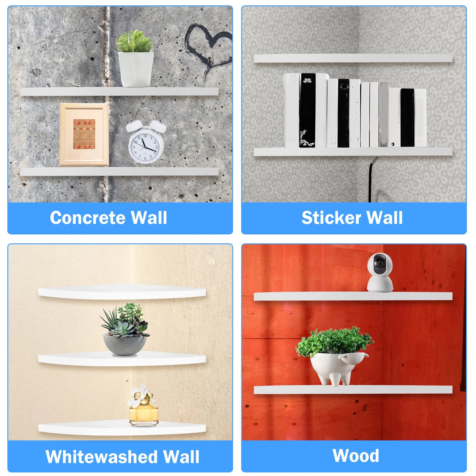 3Pcs Wall Mounted Decorative Shelf White Corner Rack Multipurpose Storage Organizer for Home Bedroom Living Room Bathroom Decor