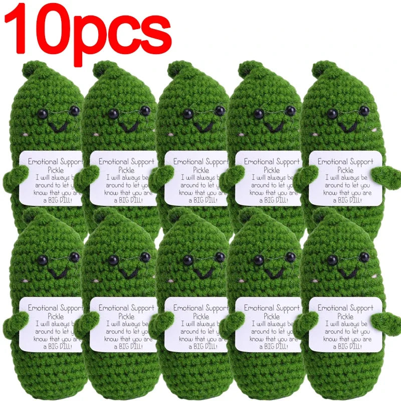10/1PCS Handmade Emotional Cucumber Cute Handwoven Pendant Funny Crochet Positive Energy Cucumber Gift Home Office Decoration