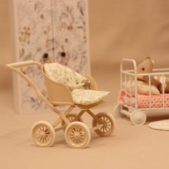 1:12 Miniature Artificial Furniture Baby Stroller Lotus Root Pink Light Green Suitable for Bjd Ob11 Doll House Home Furnishings