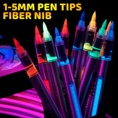 10 Colors UV Glow Face Body Paint Markers,Neon Glow in The Dark Under Black Light,Non-Toxic Washable Body Painting Pen for Party