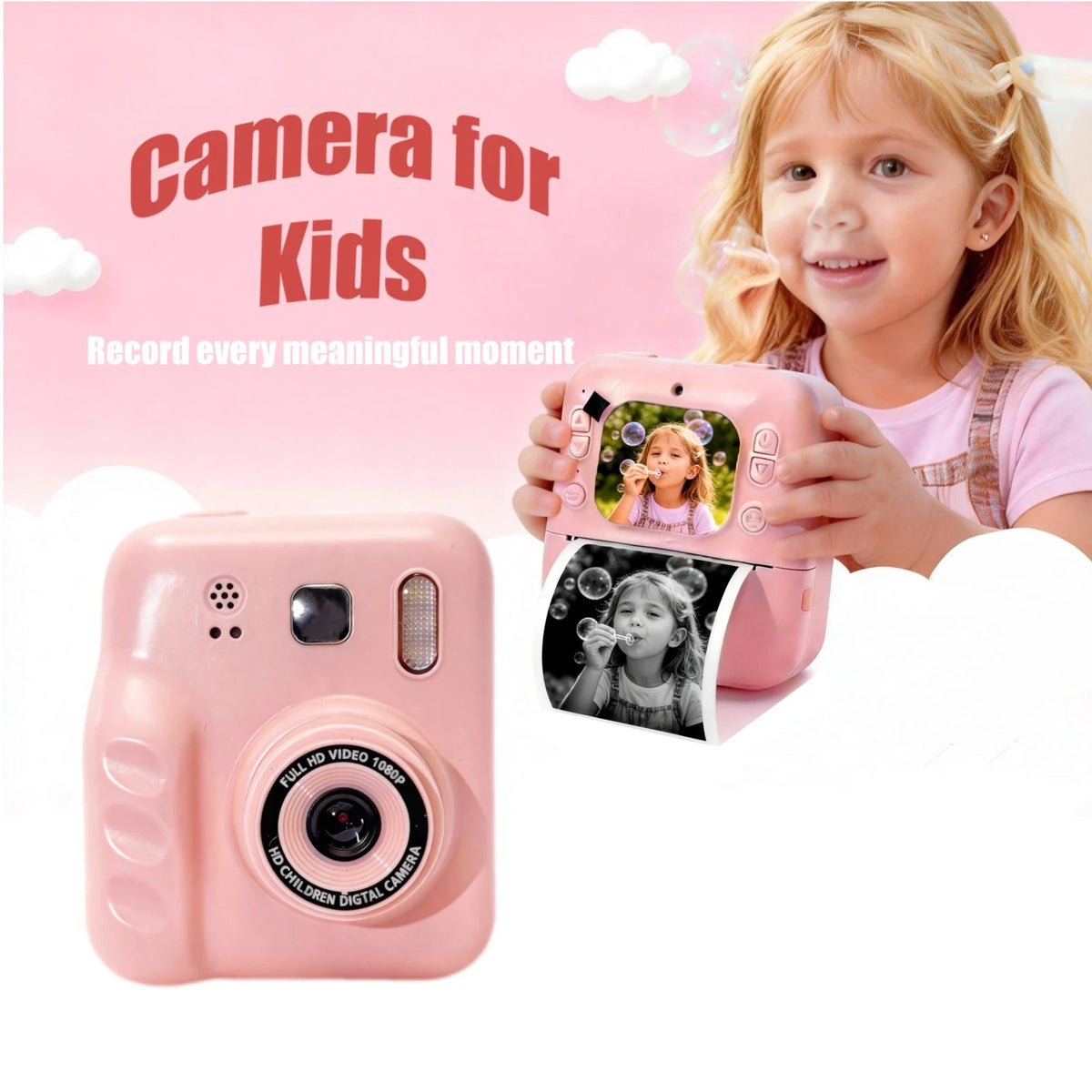 New Children's Thermal Printing Camera That Can Take Photos and Record Videos, Mini Portable Educational Toy for Students/Polaroid Camera, Instant Photo Printing, High-Definition Dual Camera, Baby Holiday Gift Mini Dslr/Inkle