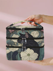 1Pc, Black Cat Pattern 3-Layer Cosmetic Bag, Multi-Functional Makeup Management Bag, Bathtub Shower, Wallet, Portable Cosmetics, Lipstick, Brush, Skin Care Organizer 1Pc, Starry Sky Pattern 3-Layer Cosmetic Bag, Multi-Functio