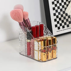 Storage Box Desktop Cosmetics Pen Holder Makeup Storage Bucket Nordic Style Transparent Trapezoidal Cosmetics Storage Rack