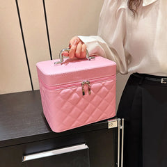 High Quality Waterproof Women's PU Leather Cosmetic Bag Portable Cosmetic Case Large Capacity Make Up Travel Suitcase Organizer