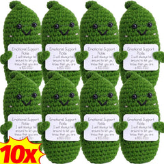 10/1PCS Handmade Emotional Cucumber Cute Handwoven Pendant Funny Crochet Positive Energy Cucumber Gift Home Office Decoration