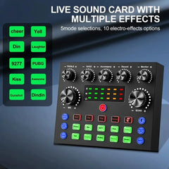 V8S Live Sound Card Podcast Equipment Bundle,with Microphone Set Device,Music/Recording Live Streaming For DJ Disco Device