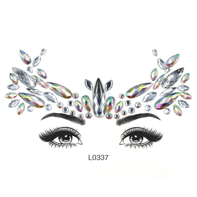 3D Face Jewels Sticker Temporary Tattoo Crystal Rhinestone Stickers Body Art Shiny Gem Tattoo Makeup Stickers Face Gems Sticker