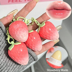 Strawberry Keychain Temperature Color Changing Lipstick Long Lasting Moisturizing Nourishing Lip Balm Cute Lip Gloss Cosmetics