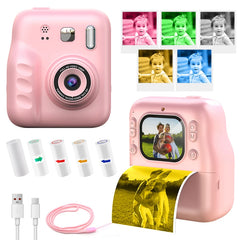 New Children's Thermal Printing Camera That Can Take Photos and Record Videos, Mini Portable Educational Toy for Students/Polaroid Camera, Instant Photo Printing, High-Definition Dual Camera, Baby Holiday Gift Mini Dslr/Inkle