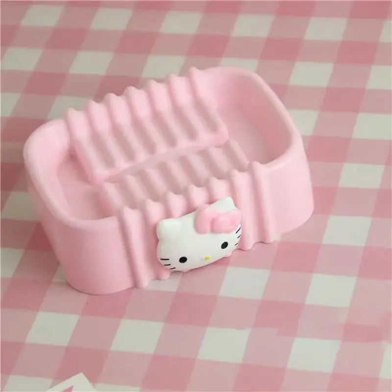 Sanrio Kawaii Hello Kitty Soap Tray Cartoon Soap Dish Non-slip Drain Travel Home Bathroom Soap box Bathroom accessories