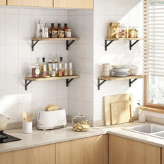 Floating Wooden Shelves Display Shelf Solid Wood Shelves Wall Storage Rack for Bedroom Kitchen Home Decoration Plant Holder