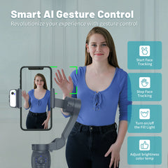 3-Axis Smartphone Gimbal with AI Face Tracking Fill Light Anti-Shake for YouTube/TikTok/Vlogger Lightweight Easy to Use Portable