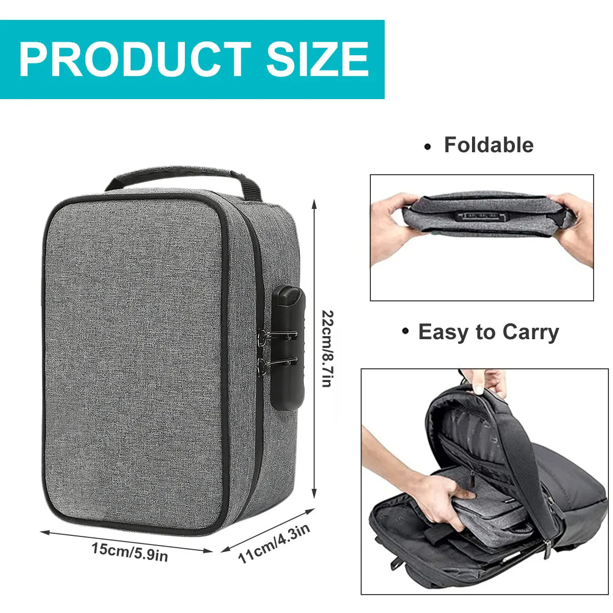 Portable Smell Proof Storage Bag Cigarette Smoking Pipe Bag Combination Lock Safe Odor Proof Case Containers for Home Travel NEW
