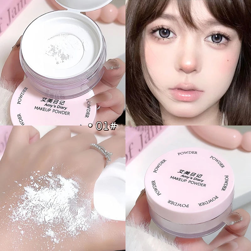 Air Setting Loose Powder Transparent White Makeup Matte Lasting Oil Control High Coverage Face Concealer Powder Korean Cosmetics