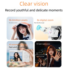 2.4' Screen 1080P HD Digital Camera Anti-Shake 8x Zoom Photography Video Camcorder Autofocus 180°Flip Screen