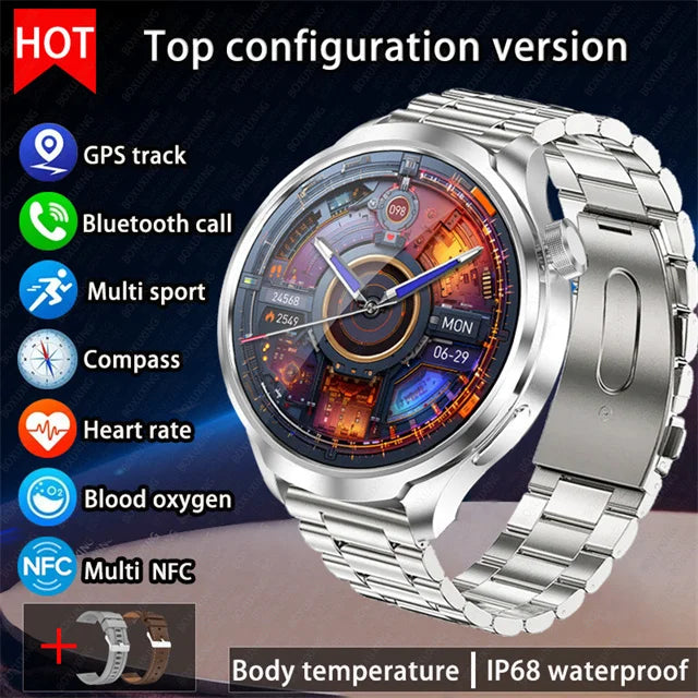 2025 New For HUAWEI Outdoor Sports Smart Watch Men AMOLED Screen NFC GPS Compass Heart rate Waterproof Bluetooth Call SmartWatch